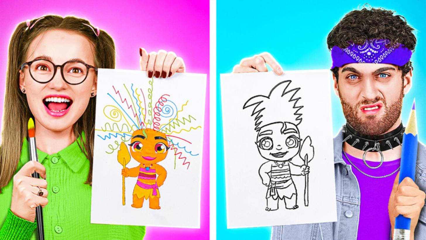 🎨 Хороший vs Плохой ученик на уроке 😅 Учимся рисовать! 123 GO! смотреть онлайн