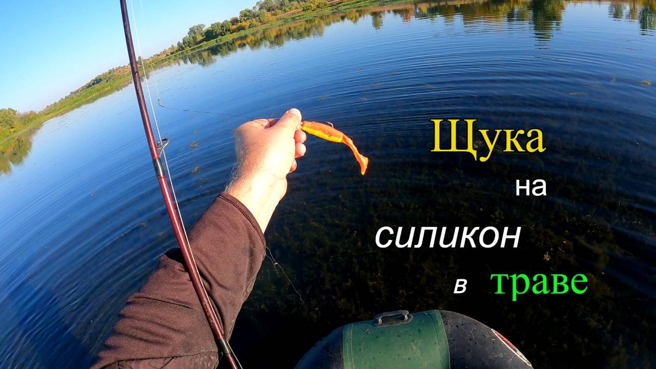 Ловля ЩУКИ осенью на неогруженные силиконовые приманки. Щука атакует из травы. смотреть онлайн