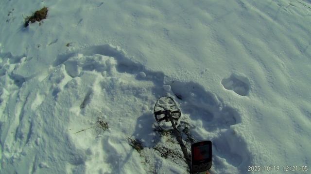 Металлоискателе Minelab X-Terra PRO в снегу и заброшенной деревне