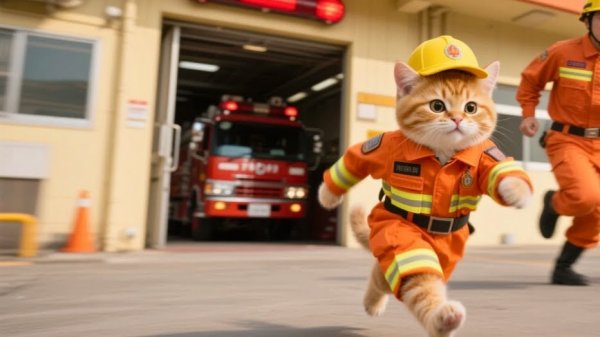 Мультики для детей, котик хочет стать пожарным, мультфильм детям