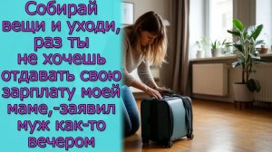 Собирай вещи и уходи, раз ты не хочешь отдавать свою зарплату моей маме,- заявил муж как-то вечером