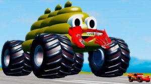 ГИГАНТСКИЙ ГРУЗОВИК-АВТОБУС ПРОТИВ ЛЕГКОВЫХ АВТОМОБИЛЕЙ В ИГРЕ BEAMNG DRIVE