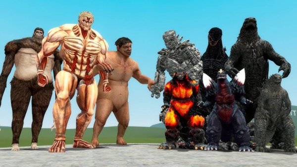⚡ Персонажи Attack on Titan VS Godzilla 2021, Mecha Godzilla, Space Godzilla и другие | Garry’s Mod