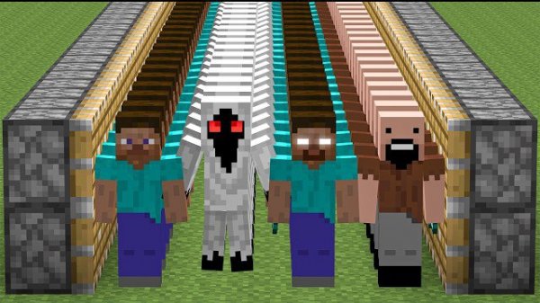 херобрин + сущность 303 + нотч + Стив в Майнкрафте с модами