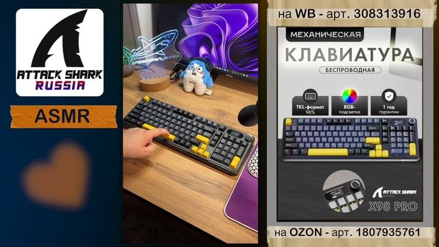 ATTACK SHARK X98 PRO ASMR Typing Sound АСМР Тайпинг Набор Текста Звуковой тест смотреть онлайн