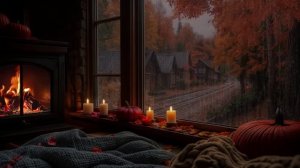 🍁Осенний дождь за окном🌧️Дождь за окном, камин и свечи помогут вам расслабиться и крепко заснуть.