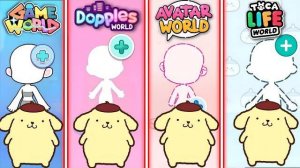ПОМПУРИН В 4 ИГРАХ! Создай самого милого пуделя из Sanrio в Avatar World, Dopples, Game World