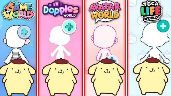 ПОМПУРИН В 4 ИГРАХ! Создай самого милого пуделя из Sanrio в Avatar World, Dopples, Game World