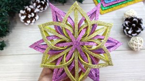 Двухцветная снежинка из полосок из фоамирана своими руками. Мастер-класс Новый год