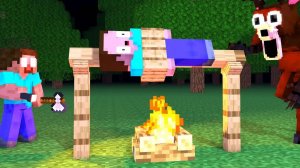 Нуб против ОЛЕНЯ в игре "99 ночей в лесу" - Анимация для Майнкрафт