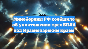 Минобороны РФ сообщило об уничтожении трех БПЛА над Краснодарским краем