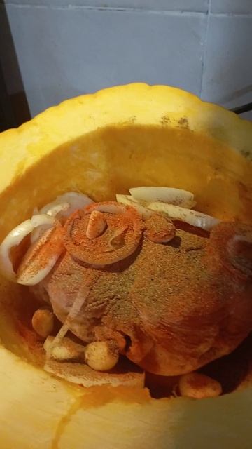 Тыква с мясом в духовке