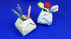 Оригами вaза из бумаги пошаговая инструкция. DIY красивая бумажная вaза своими руками
