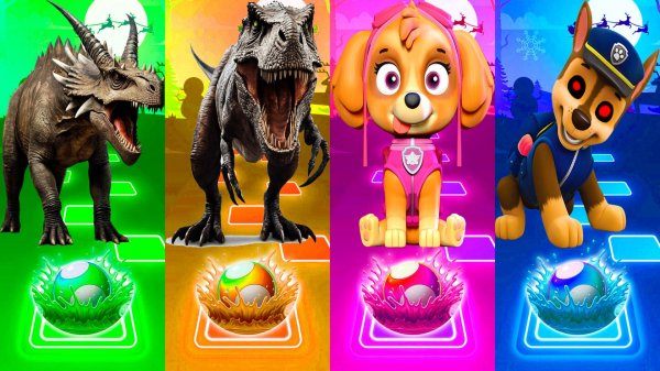 Coffin Dance Динозавры и Щенячий патруль 196 уровень - Мультики про Динозавров | в Tiles Hop