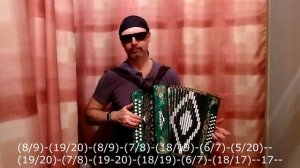 «Расцвела под окошком белоснежная вишня» на гармони с  цифрами