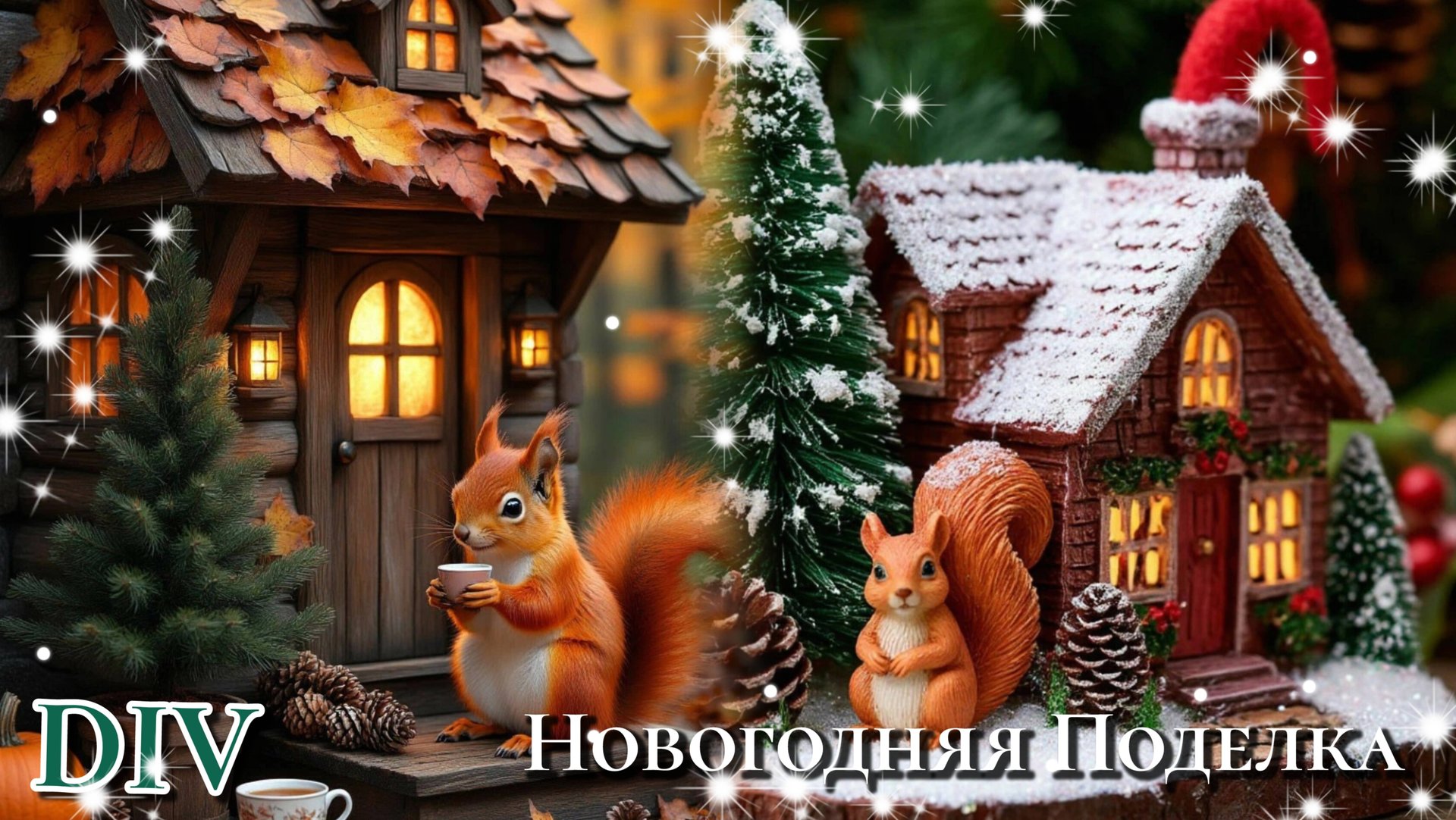 🎄НОВОГОДНИЕ ПОДЕЛКИ СВОИМИ РУКАМИ. Новогодняя композиция из простых материалов ❄ смотреть онлайн