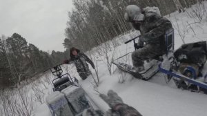 Вдвоем в глубокий снег на Мотобуксировщике Альбатрос XLV9! Едем на красивое лесное озеро!