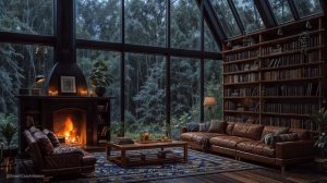 🔥 Звуки дождя и камина в стеклянной хижине для сна и учебы