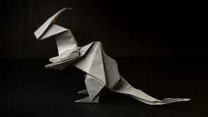 Оригами динозавр - паразауролоф из бумаги - обучение | Как сделать из бумаги динозавра оригами