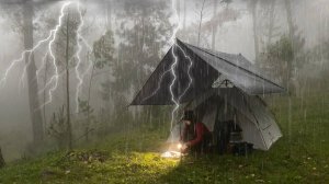 КЕМПИНГ ПОД ПРОЛИВНЫМ ДОЖДЕМ С АВТОМАТИЧЕСКОЙ ПАЛАТКОЙ‼️КЕМПИНГ ПОД ПРОЛИВНЫМ ДОЖДЕМ С ГРОЗОЙ‼️