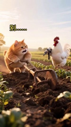 Рыжий кот и петух — сделано в Clipchamp