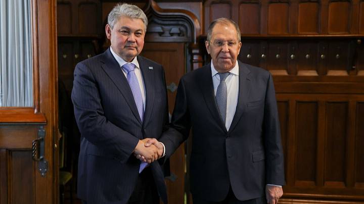 С.Лавров и Е.Кошербаев, Москва, 22 октября 2025 года