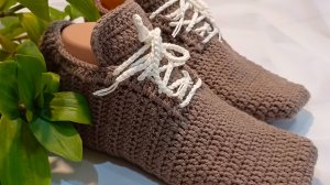 Следки - кеды крючком . Подробный мк .