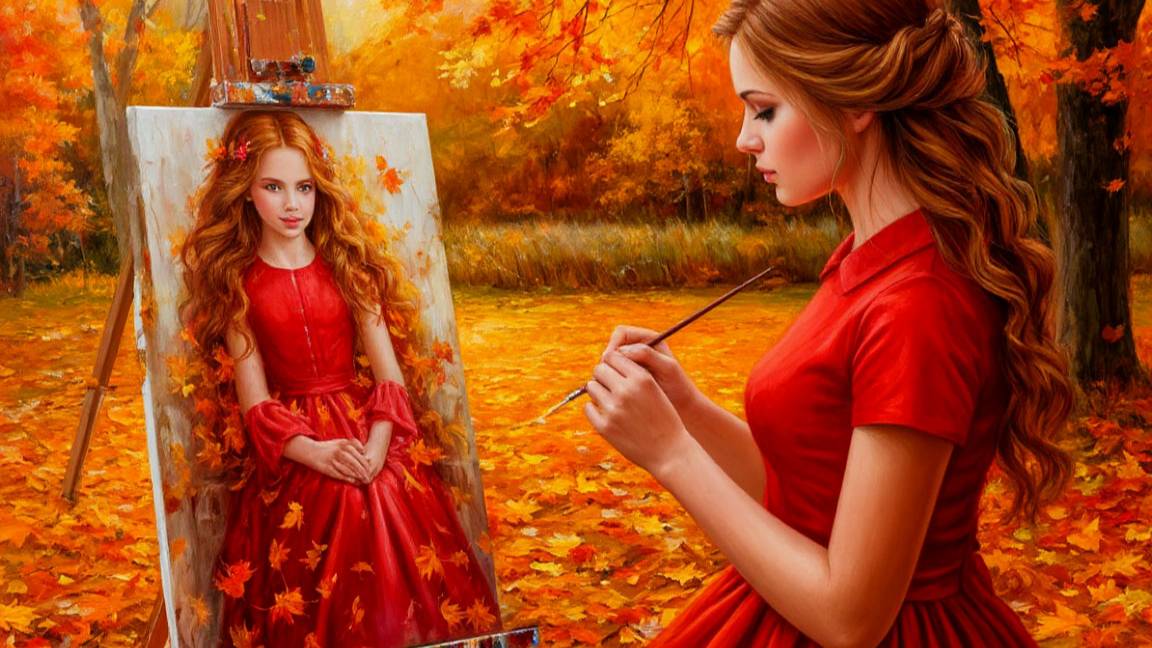 ©Осень-дева в платье красном. С.Весенин-стихи смотреть онлайн