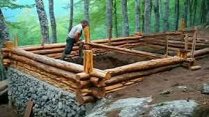 Строим дом в лесу из бревен и камней. Бушкрафт