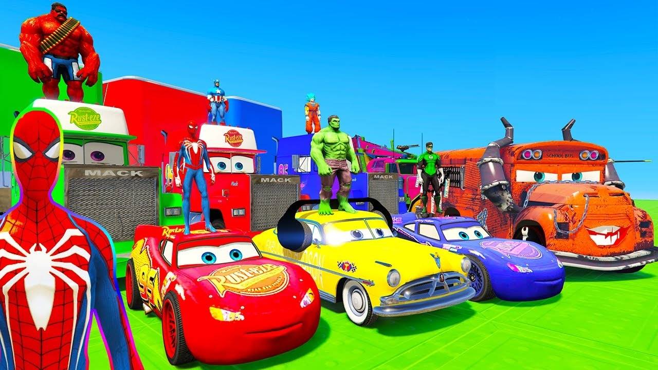 ЧЕЛОВЕК-ПАУК И МАШИНЫ Молния ГОРОД Испытание на рампе СУПЕР ГОНКИ Грузовик Мак ШТОРМ ГОНКА