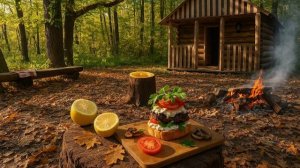 Одиночный кемпинг в деревянном домике между лесом и реками