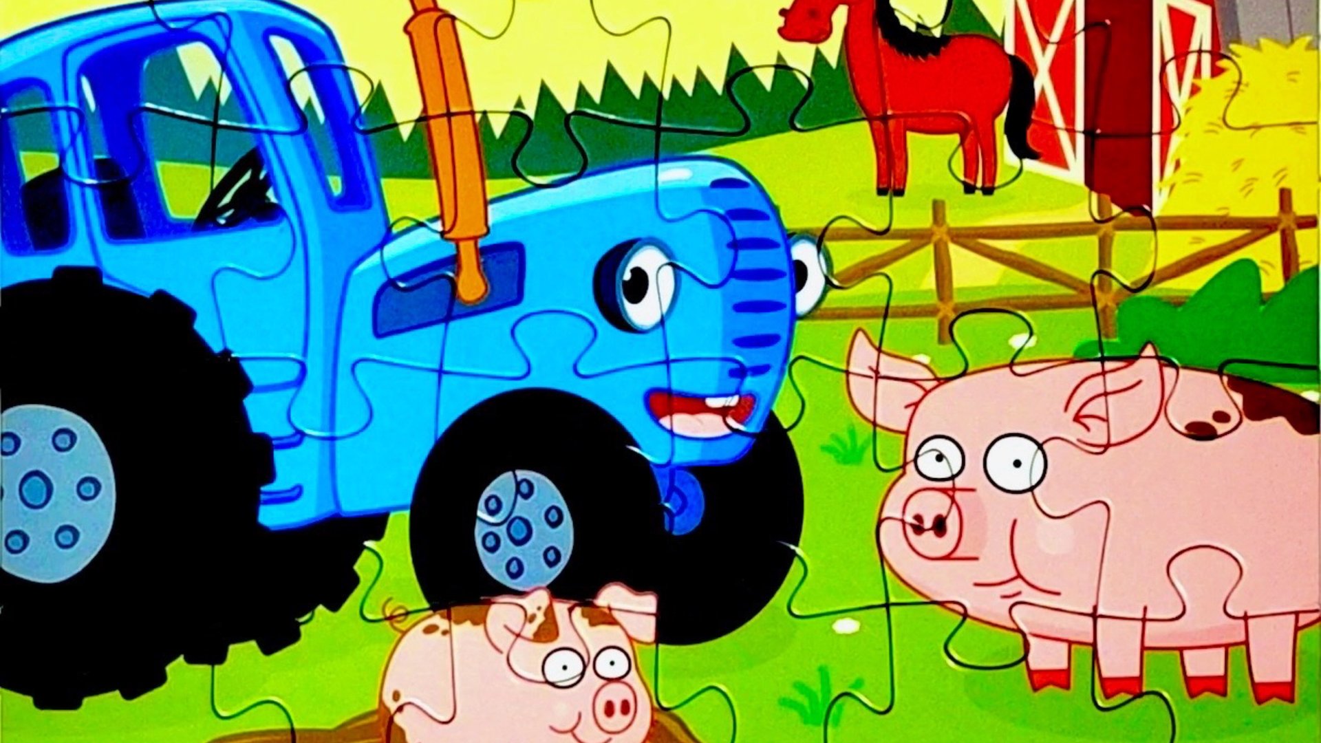 Пазл 🧩 синий трактор 🚜 Видео для детей