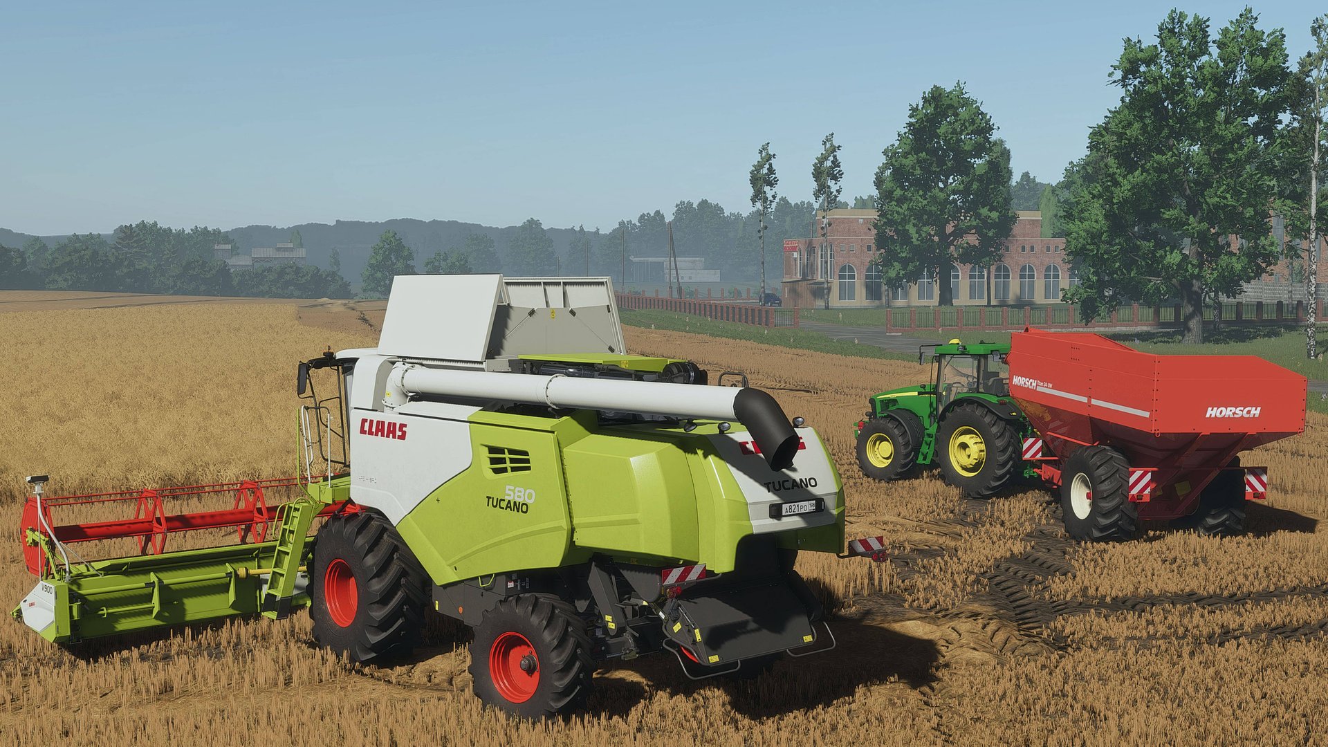 Farming Simulator 25 Сосновка, Уборка пшеницы Claas Tucano 580, John Deere 8520 смотреть онлайн