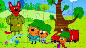 Три кота и пожарные пазл 🧩 видео для детей | мультики с игрушками