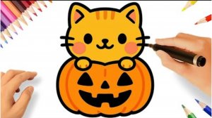 КАК НАРИСОВАТЬ КОТА  c ТЫКВОЙ  🎃🐱 ЛЕГКОЕ ПОШАГОВОЕ РУКОВОДСТВО