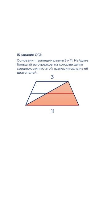 Решаем 15 задание ОГЭ по математике. Средняя линия трапеции смотреть онлайн