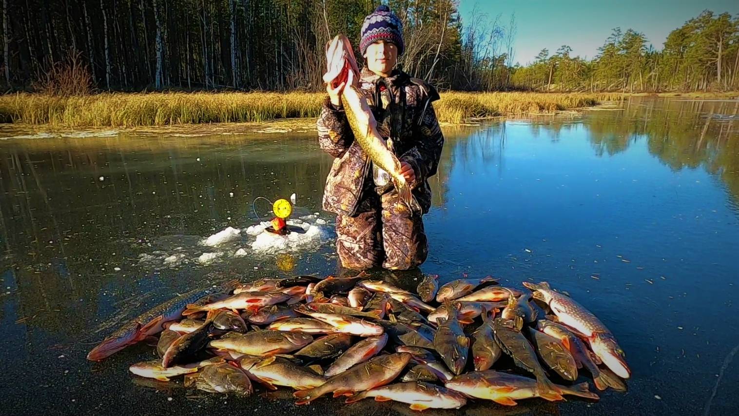 НОВОЕ МЕСТО И НОВЫЙ ПЕРВЫЙ ЛЁД 25-26 ТОЖЕ БЫЛ КЛЁВЫМ И ОЧЕНЬ РЫБНЫЙ! смотреть онлайн