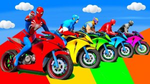 ЧЕЛОВЕК-ПАУК и Полоса Препятствий для Мотоциклов. Супер Гонки на Мотоциклах. Мультики для Мальчиков.