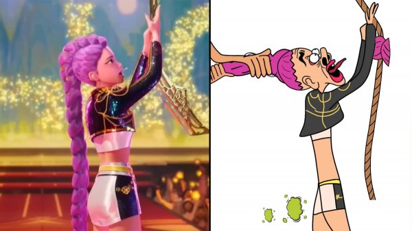 Мем пародия Охотники на демонов.Huntrix Golden - Kpop Demon Hunters Drawing Meme.  #mem #humor #mem