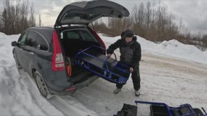 Мотобуксировщик толкач Альбатрос-XL8! Недорогой букс, реально едет по снегу и легко входит в авто!