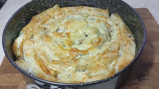 Пирог Улитка (спираль) с фаршем из теста фило! Несладкая выпечка! Мясной пирог быстрый рецепт! смотреть онлайн