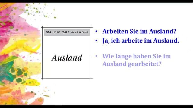 ЭКЗАМЕН ГЁТЕ GOETHE ZERTIFIKAT DEUTSCH START A1 SPRECHEN TEIL 2 ARBEIT BERUF