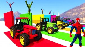 ТРАКТОРЫ и МОТОЦИКЛЫ для ЧЕЛОВЕКА-ПАУКА и СУПЕРГЕРОЕВ. Красочные гонки для детей. Мультик для детей