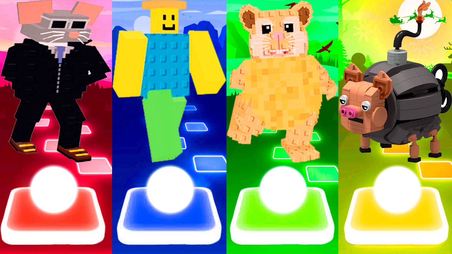 ТИМ ЧИЗ 🆚 НООБИНИ ПИЦЦАНИНИ 🆚 ПИПИ ПОТАТО 🆚 СВИНИНО БОРДИНО | Tiles Hop №255 смотреть онлайн