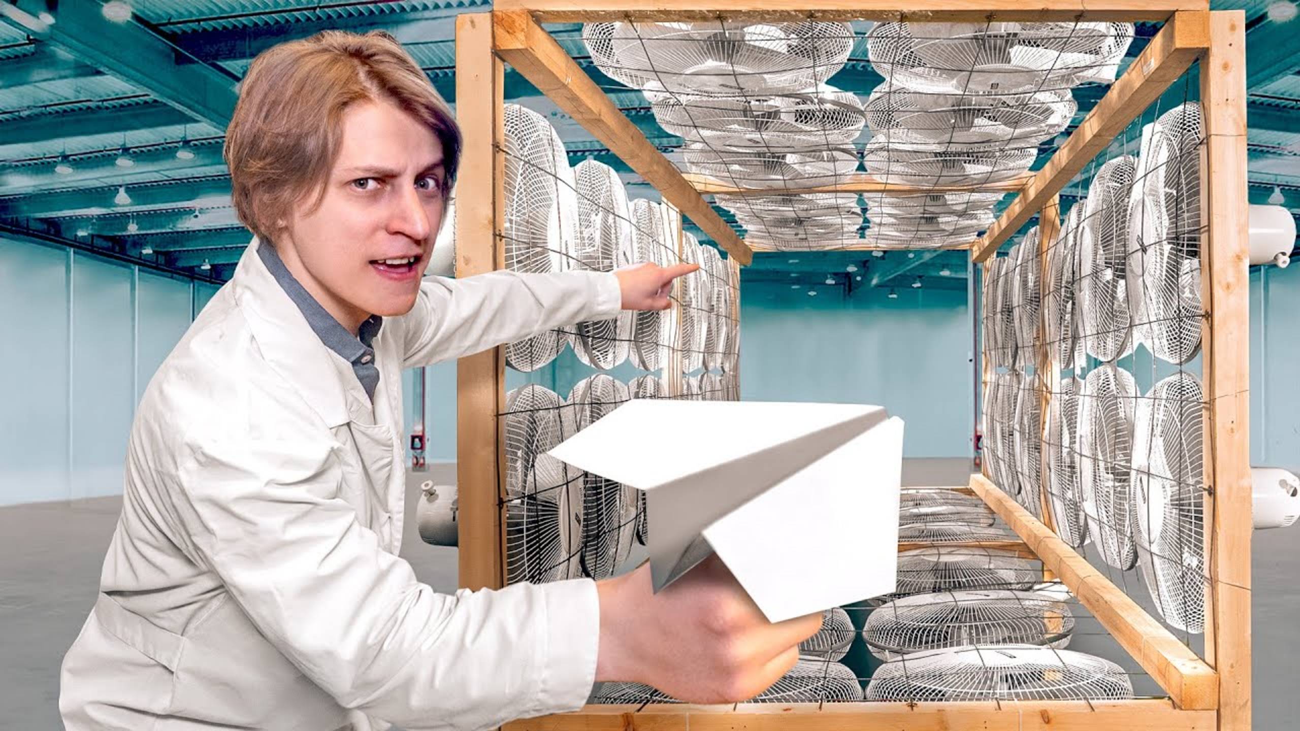 В тоннель из вентиляторов запустил бумажный самолётик смотреть онлайн