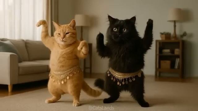 Кошки и котята танцуют индийские танцы