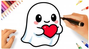 КАК ЛЕГКО НАРИСОВАТЬ ПРИВИДЕНИЕ В СТИЛЕ КАВАЙИ 👻❤️