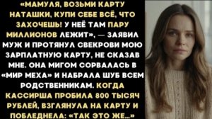 ИСТОРИЯ ИЗ ЖИЗНИ/Мамуля, возьми карту Наташи, купи себе всё, что хочешь,- заявил муж, не сказав мне