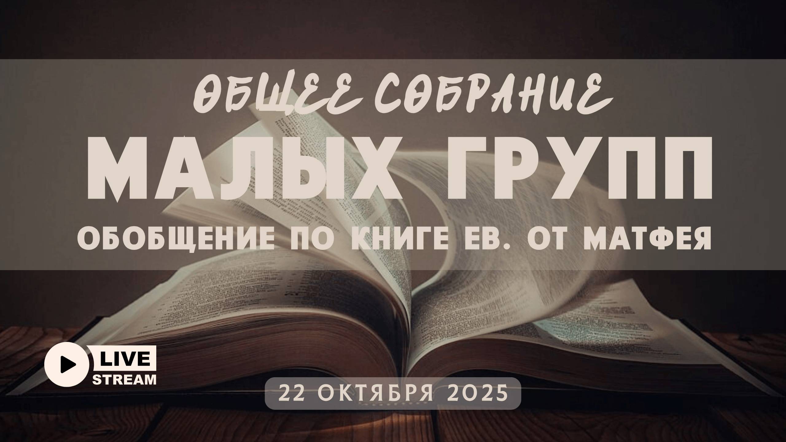 МалыеГруппы — Евангелие от Матфея: обобщение по 1-4 гл. | 22' 10' 2025' смотреть онлайн