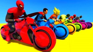 ЭЛЕКТРИЧЕСКИЕ МОТОЦИКЛЫ и ЧЕЛОВЕК-ПАУК с Супергероями Паркур Челлендж для детей Мультфильм для детей